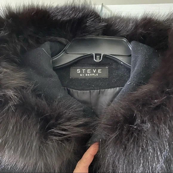 Searle Fox Fur Hooded Coat Cashmere Wool Jacket